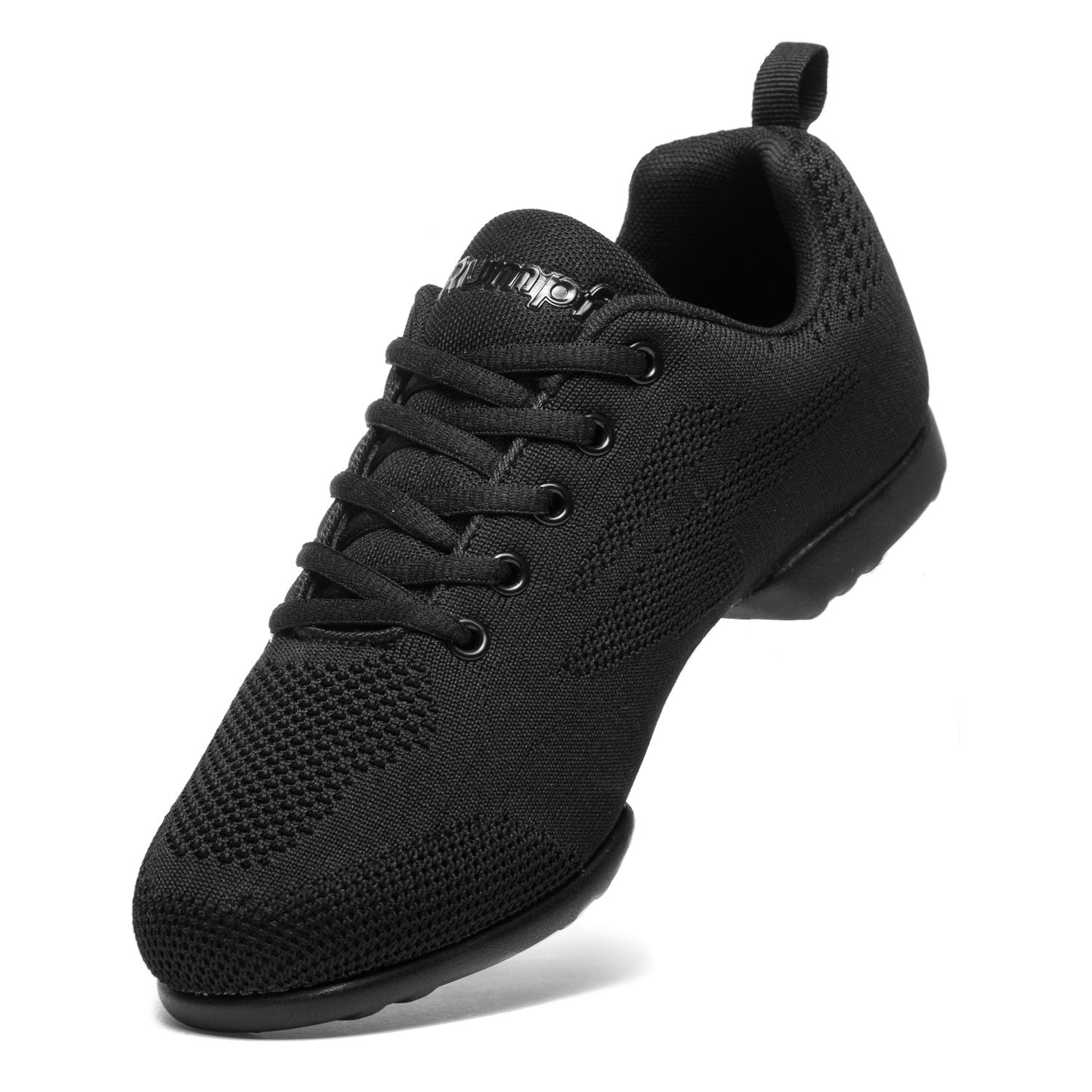 Der 1567 Zuma Tanzsneaker von Rumpf in Schwarz besteht aus technischem Mesh-Gewebe, hat ein Schnürdesign und eine Fersenlasche.